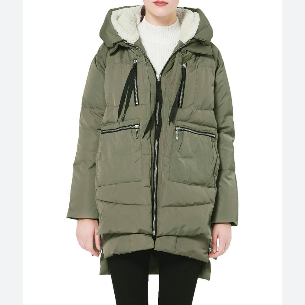 Orolay zip front thickened downed jacket